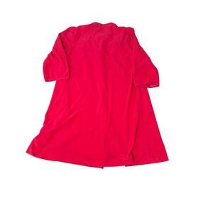 Vintage Vanity Fair Magenta Velour Long Robe Embroidery Snap Front Womens XL